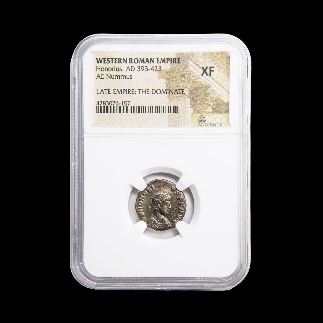 Roman Bronze AE3 of Honorius (about 1,600 - 1,630 years ago) - Kinzer Coins