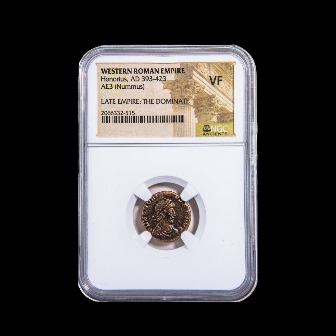 Roman Bronze AE3 of Honorius (about 1,600 - 1,630 years ago) - Kinzer Coins