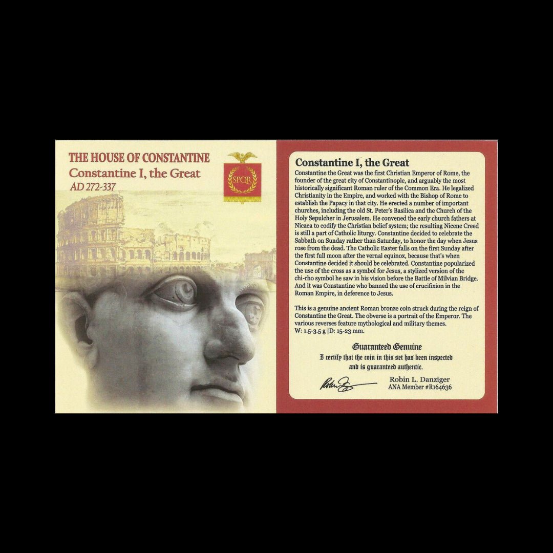 Roman Bronze Coin – Emperor Constantine the Great (about 1,700 years old) – Rome’s First Christian Emperor – NGC Certified - Kinzer Coins