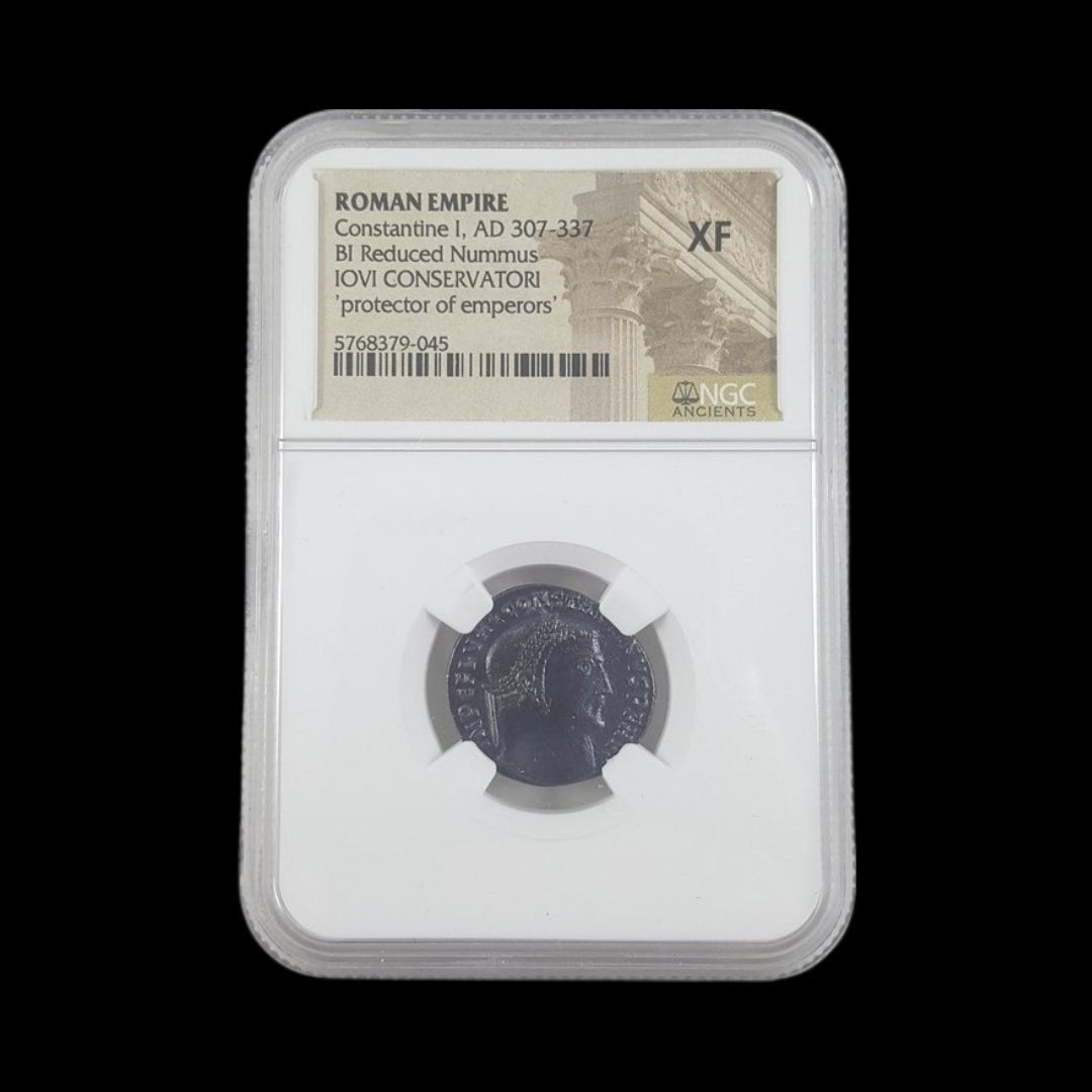 Roman Bronze Coin – Emperor Constantine the Great (about 1,700 years old) – Rome’s First Christian Emperor – NGC Certified - Kinzer Coins