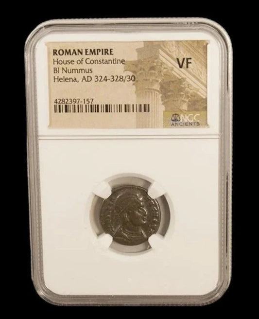 Roman Bronze Coin – Empress Helena (about 1,700 years old) – Mother of Constantine the Great & Early Christian Empress – NGC Certified - Kinzer Coins