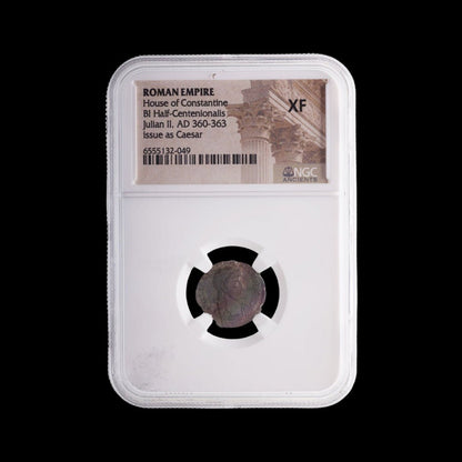 Roman Bronze Coin of Emperor Julian II as Augustus – The Last Pagan Ruler of Rome (about 1,660 years ago), Certified in NGC Holder - Kinzer Coins