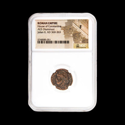 Roman Bronze Coin of Emperor Julian II as Augustus – The Last Pagan Ruler of Rome (about 1,660 years ago), Certified in NGC Holder - Kinzer Coins