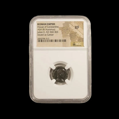 Roman Bronze Coin of Emperor Julian II – The Last Pagan Emperor of Rome (about 1,660–1,665 years ago), AE3 Bronze in NGC Holder - Kinzer Coins
