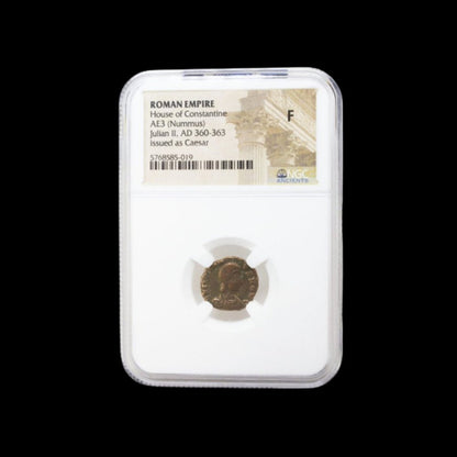 Roman Bronze Coin of Emperor Julian II – The Last Pagan Emperor of Rome (about 1,660–1,665 years ago), AE3 Bronze in NGC Holder - Kinzer Coins