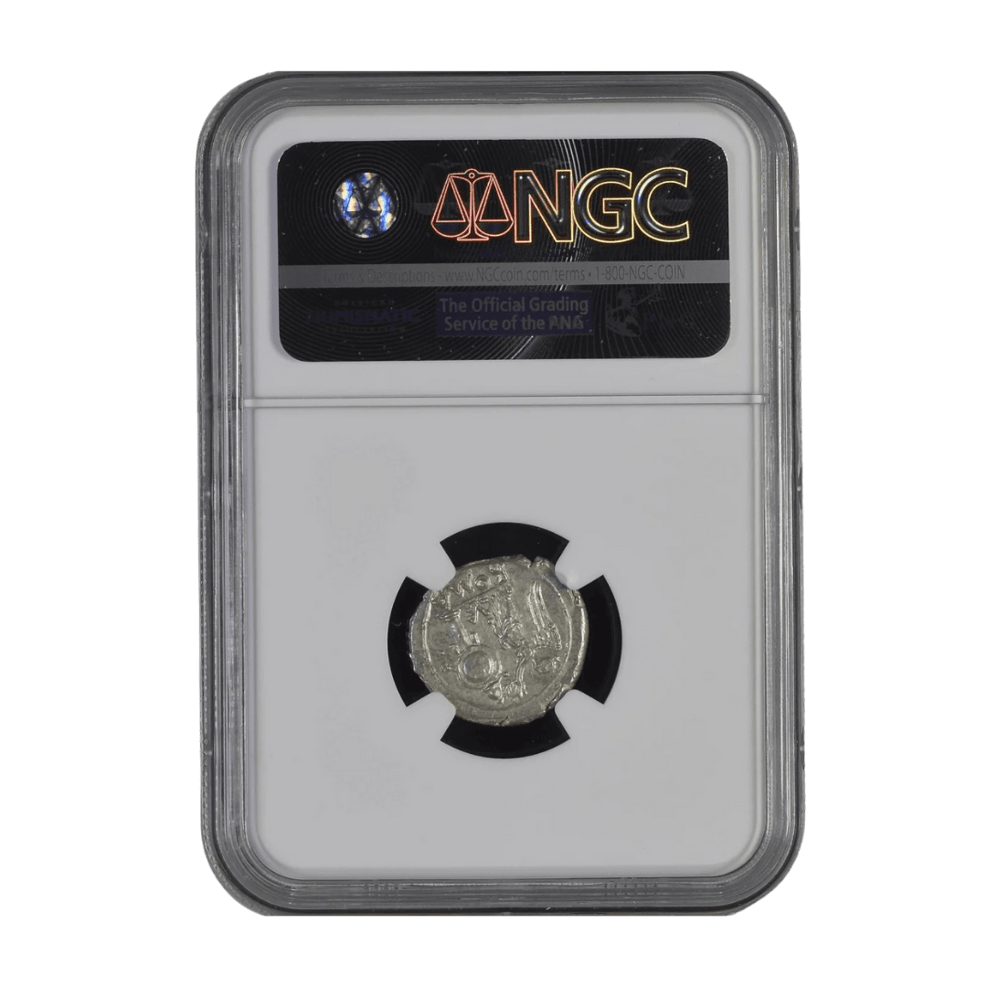 Roman Republic AR Victoriatus — Victory Erects the Trophy, Silver of Triumph in the Hannibalic War (c. 211–208 BC) - Kinzer Coins