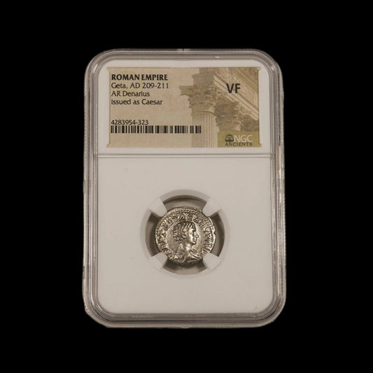 Roman Silver Coin – Emperor Geta (about 1,800 years old) – NGC Certified – Featured in Gladiator II - Kinzer Coins