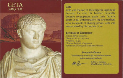 Roman Silver Coin – Emperor Geta (about 1,800 years old) – NGC Certified – Featured in Gladiator II - Kinzer Coins