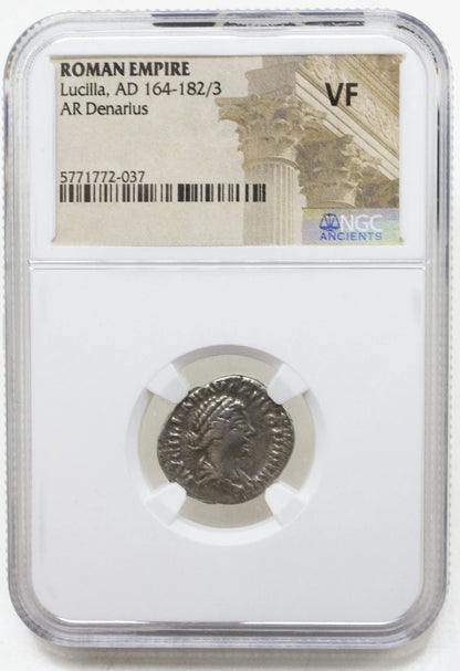 Roman Silver Denarius of Empress Lucilla — Daughter of Marcus Aurelius, from the Era that Inspired Gladiator - Kinzer Coins