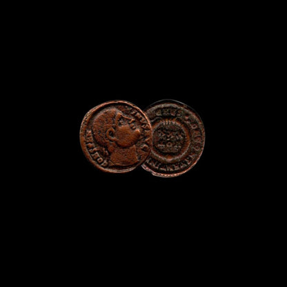 The First Christian Emperor – Constantine’s “Eyes to Heaven” Bronze Coin (4th Century AD) - Kinzer Coins