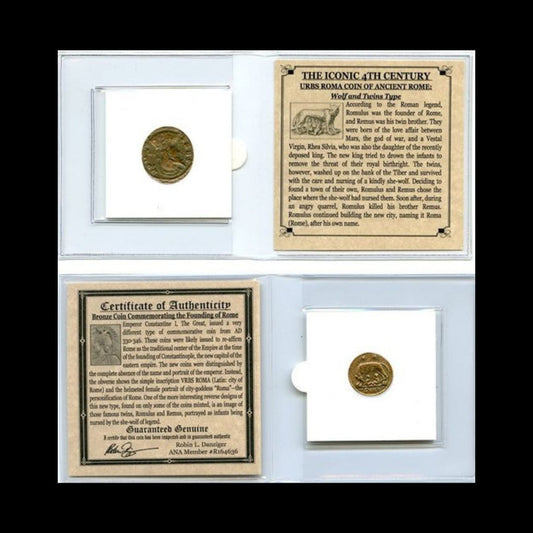 The Founding of Rome – Urbs Roma Commemorative Bronze Coin (Early 4th Century AD) - Kinzer Coins