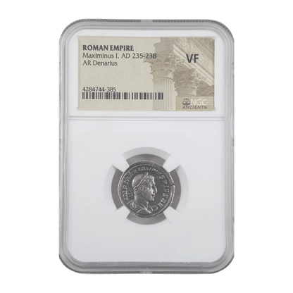 Maximinus Thrax silver denarius NGC certified obverse portrait