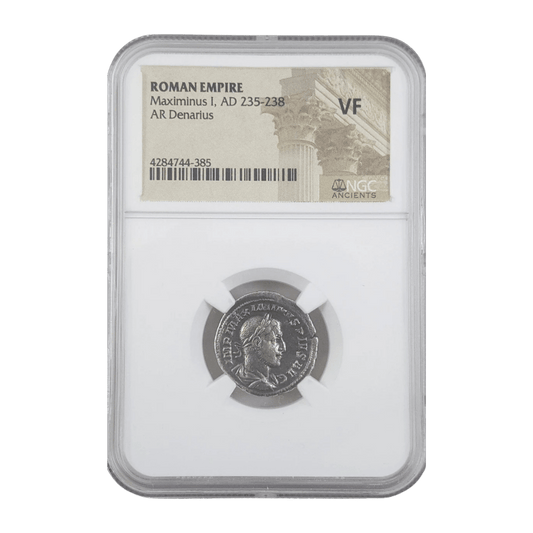 Maximinus Thrax silver denarius NGC certified obverse portrait