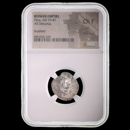 Roman Silver Denarius of Titus NGC (AD 79–81) — The Colosseum Emperor