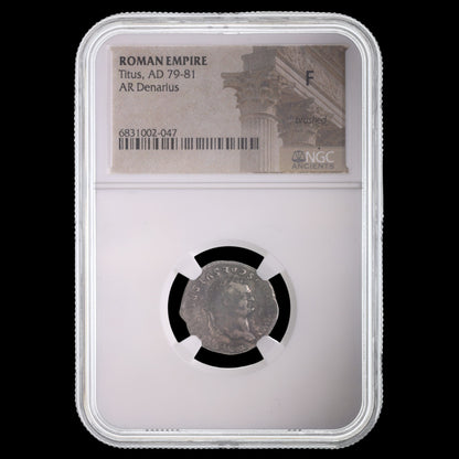 Roman Silver Denarius of Titus NGC (AD 79–81) — The Colosseum Emperor