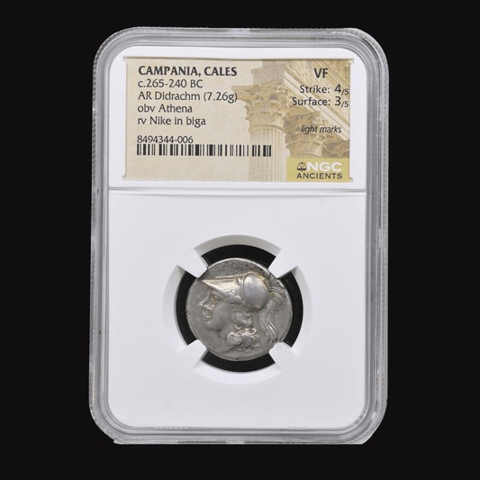 Victory in Motion — Cales Silver Didrachm of Campania - Kinzer Coins