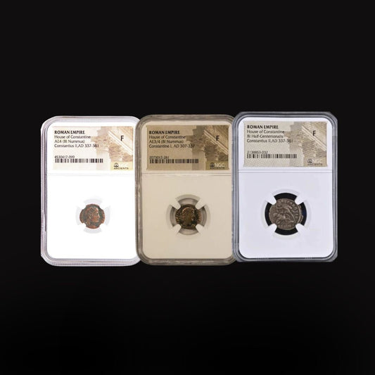Constantine Dynasty NGC Fine bronze starter pack coinS